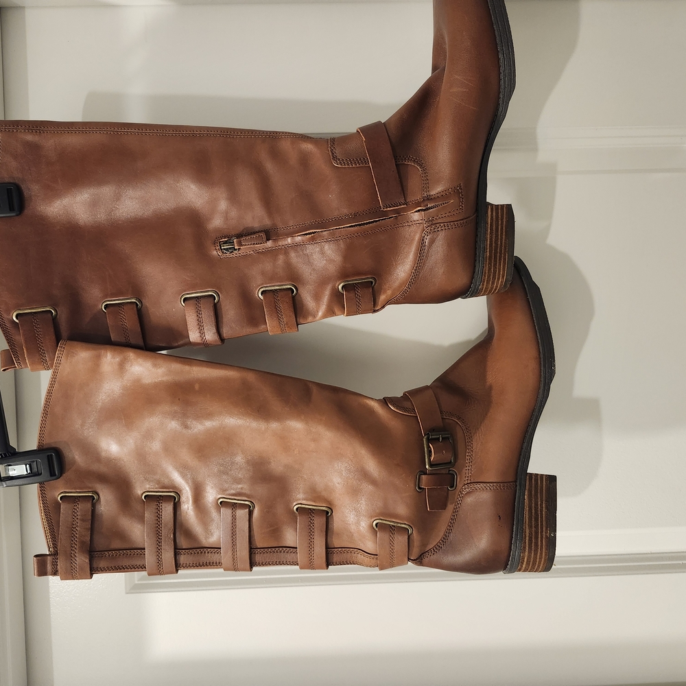 Brown Leather Knee-High Boots
